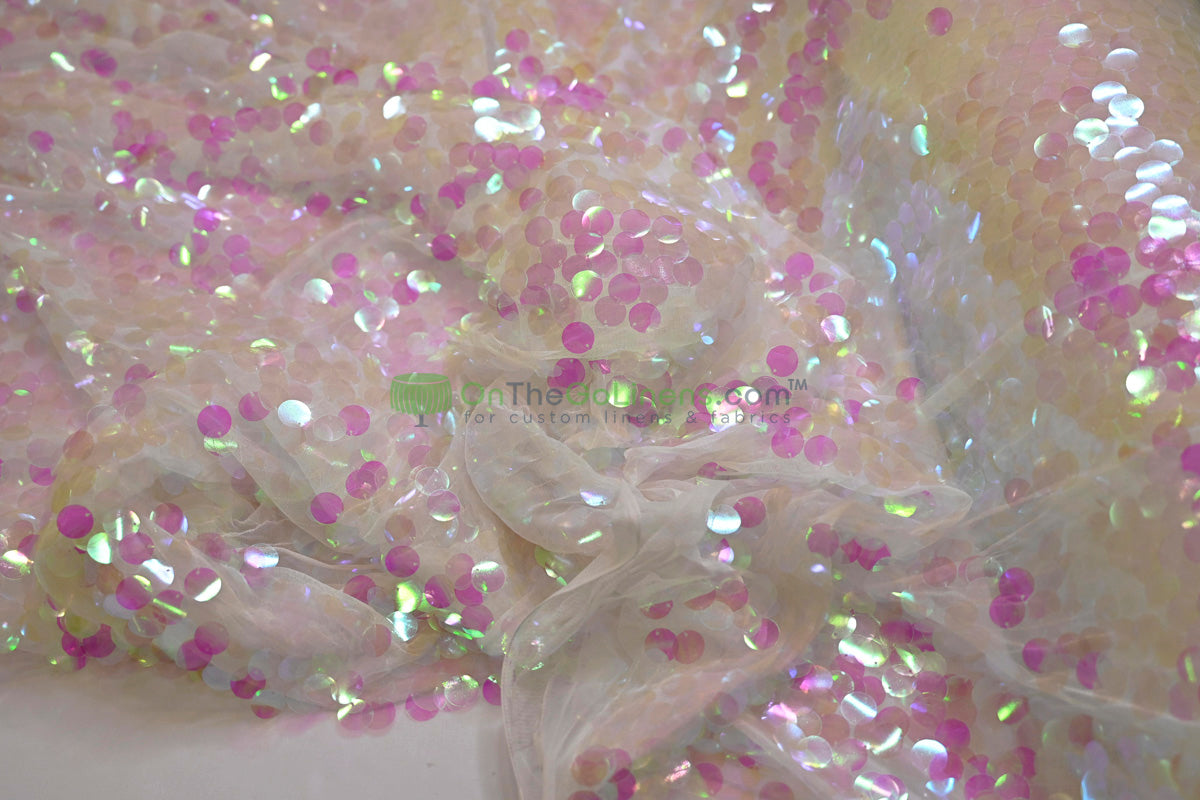 Payette Sequins Table Linens | Paillette Fish Scale Sequins Tablecloths | Multiple Colors |