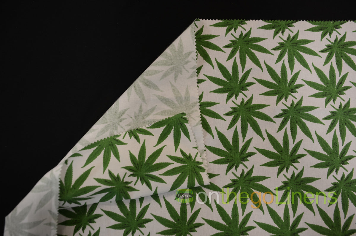 Marijuana Cannabis Leaf Cotton Fabric | Ganja Flower Cotton Fabric | 100% Cotton | Hemp Leaf Pattern |