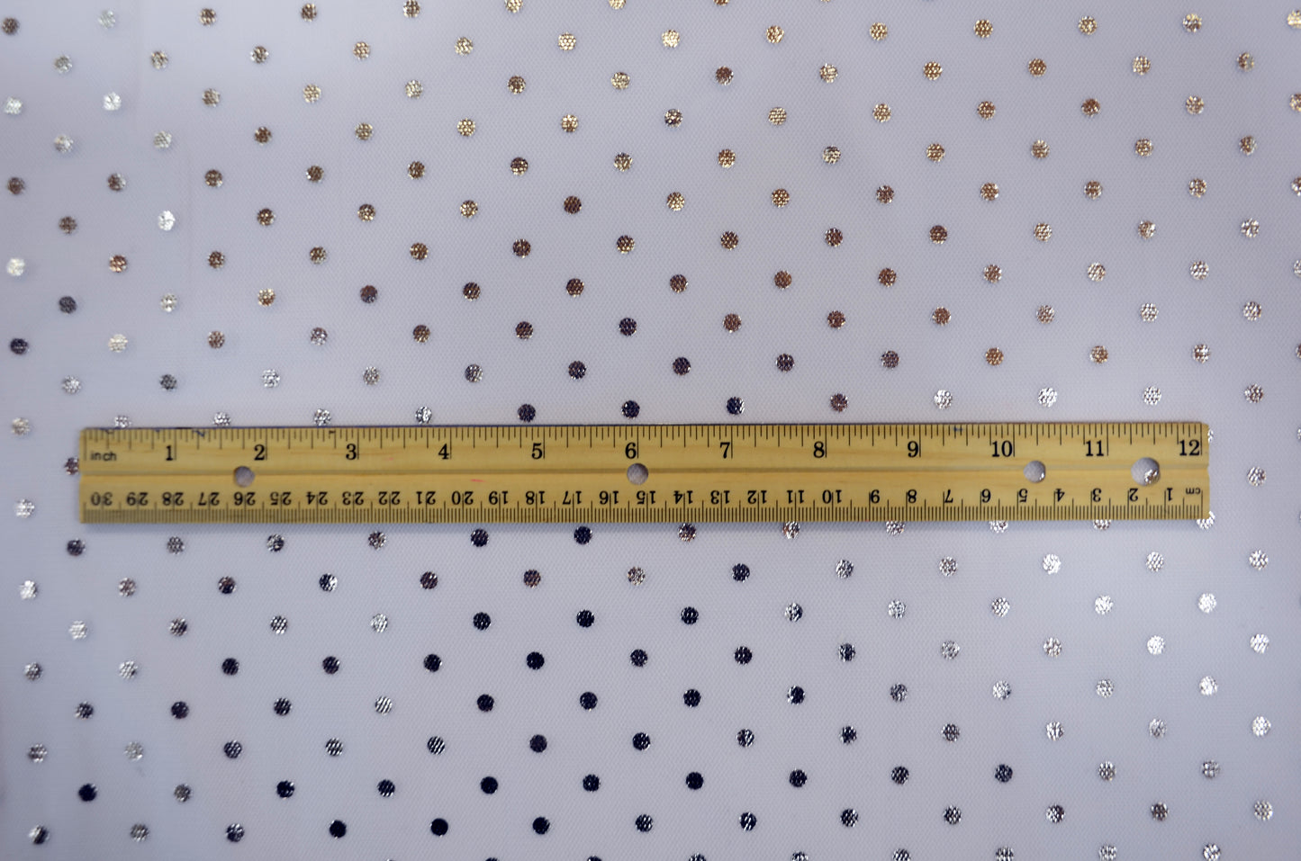 Bridal Tulle with Metallic Polka dot Fabrics Sold by the Yard | 100% Polyester Metallic |