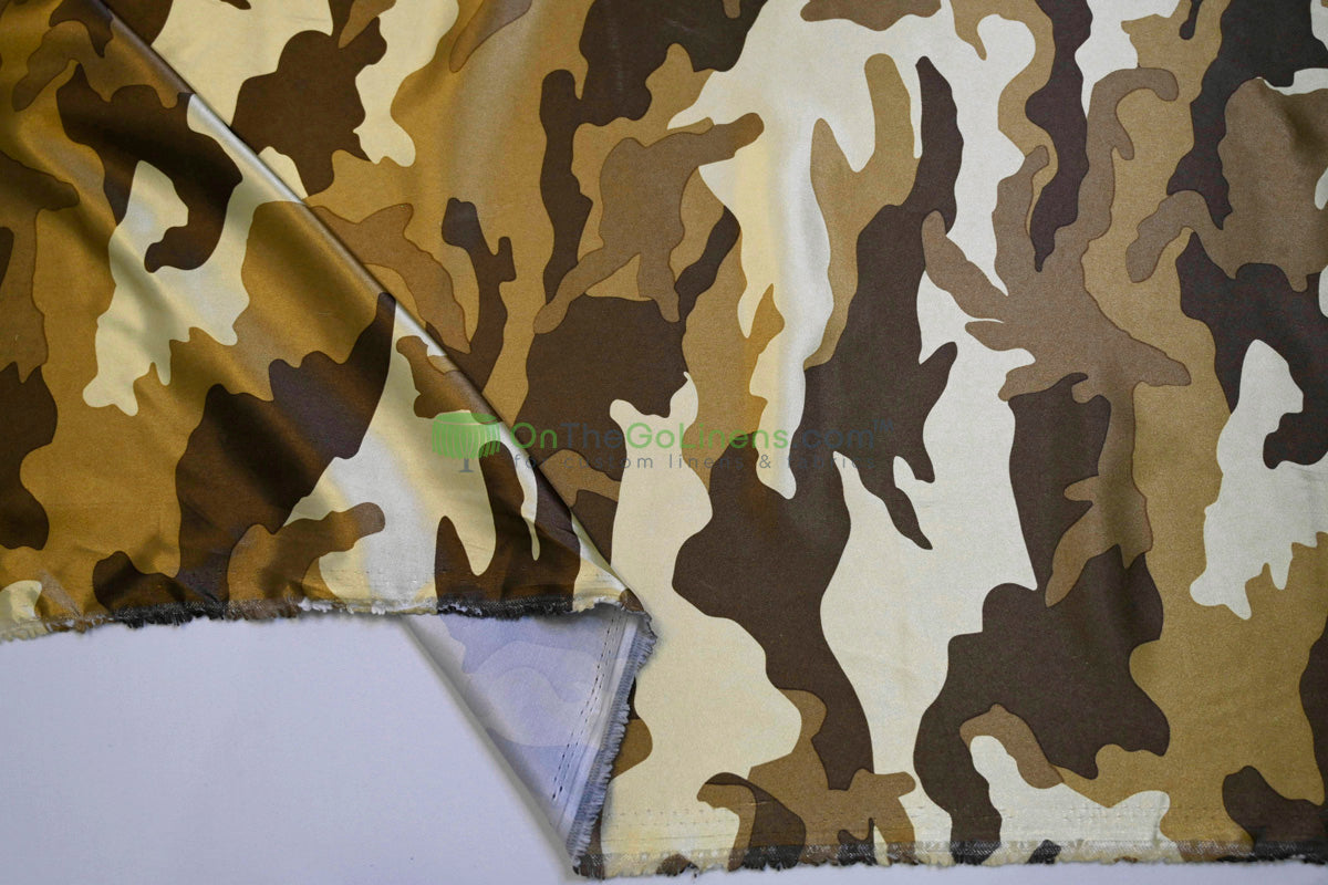 Army Camouflage Charmeuse Satin Event Drapery Panels Custom Made