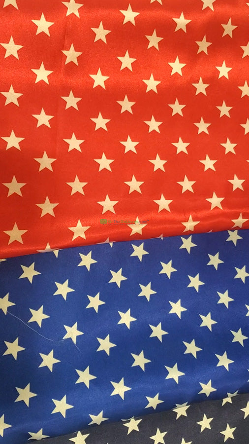 American Star Satin | American Flag in Red, Navy, and Blue Satin | Sold by the Yard x 60" Wide | Charmeuse Satin American Flag Print