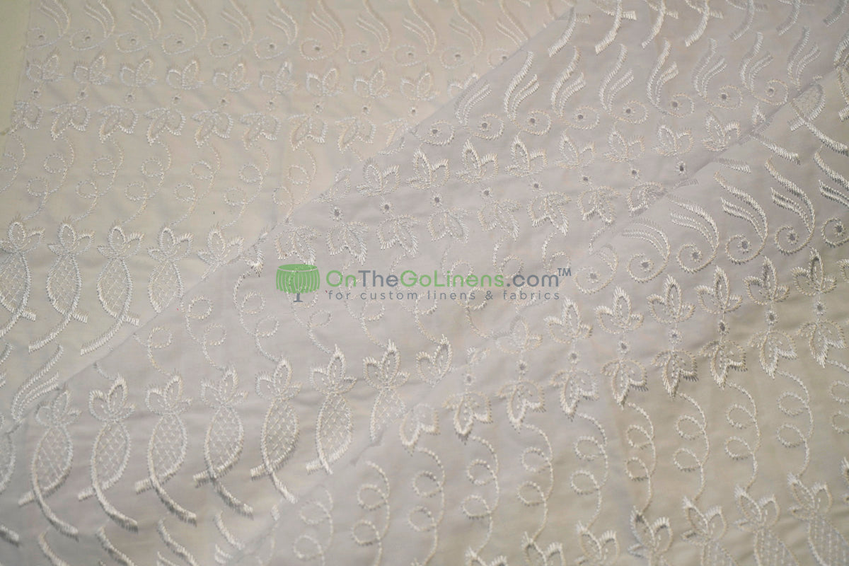 Cotton Eyelet Embroidery Design ONE | Double Scallop Finish | 80% Polyester 20% Cotton | 52” Wide