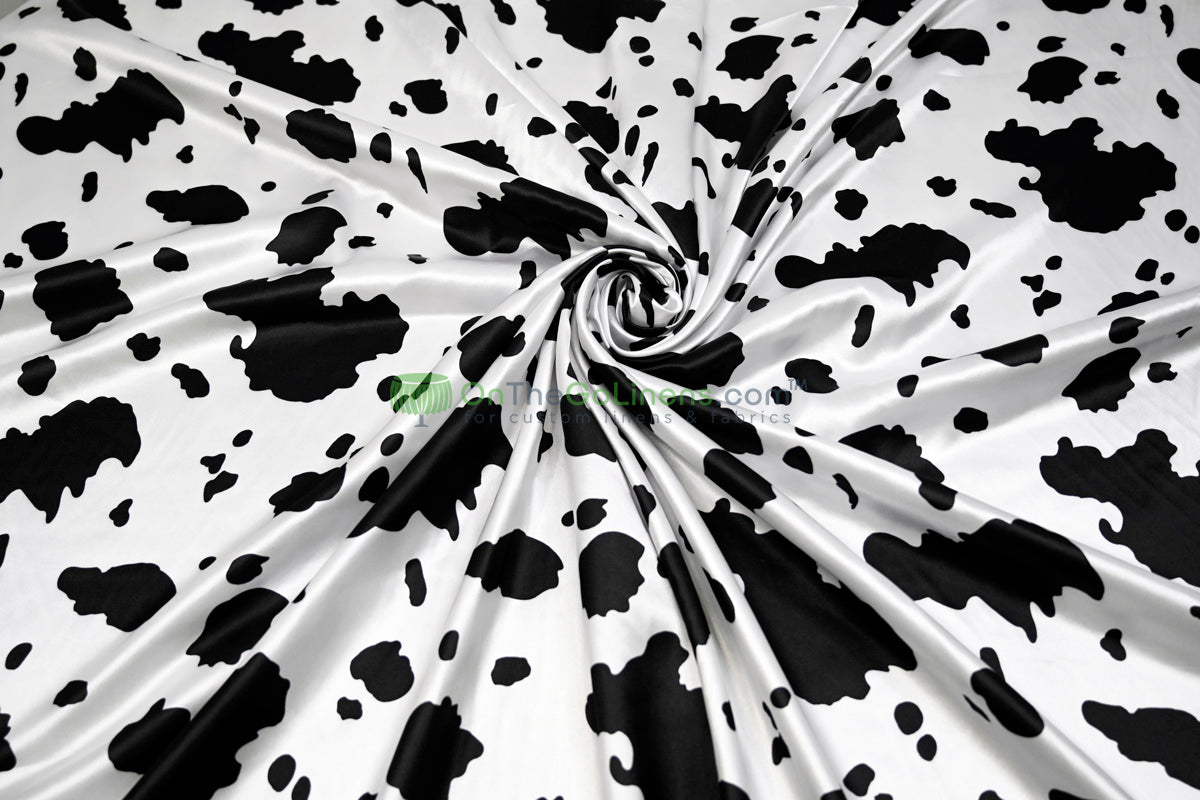 Silky Soft Charmeuse Cow Tablecloths, Table Overlays, Table Drapes & Banquets |