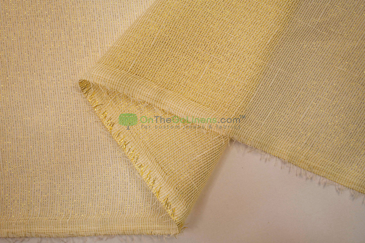 Metallic Faux Sheer Table Linen| Metallic Linen Tablecloths | 108" Wide | Gold and Silver |