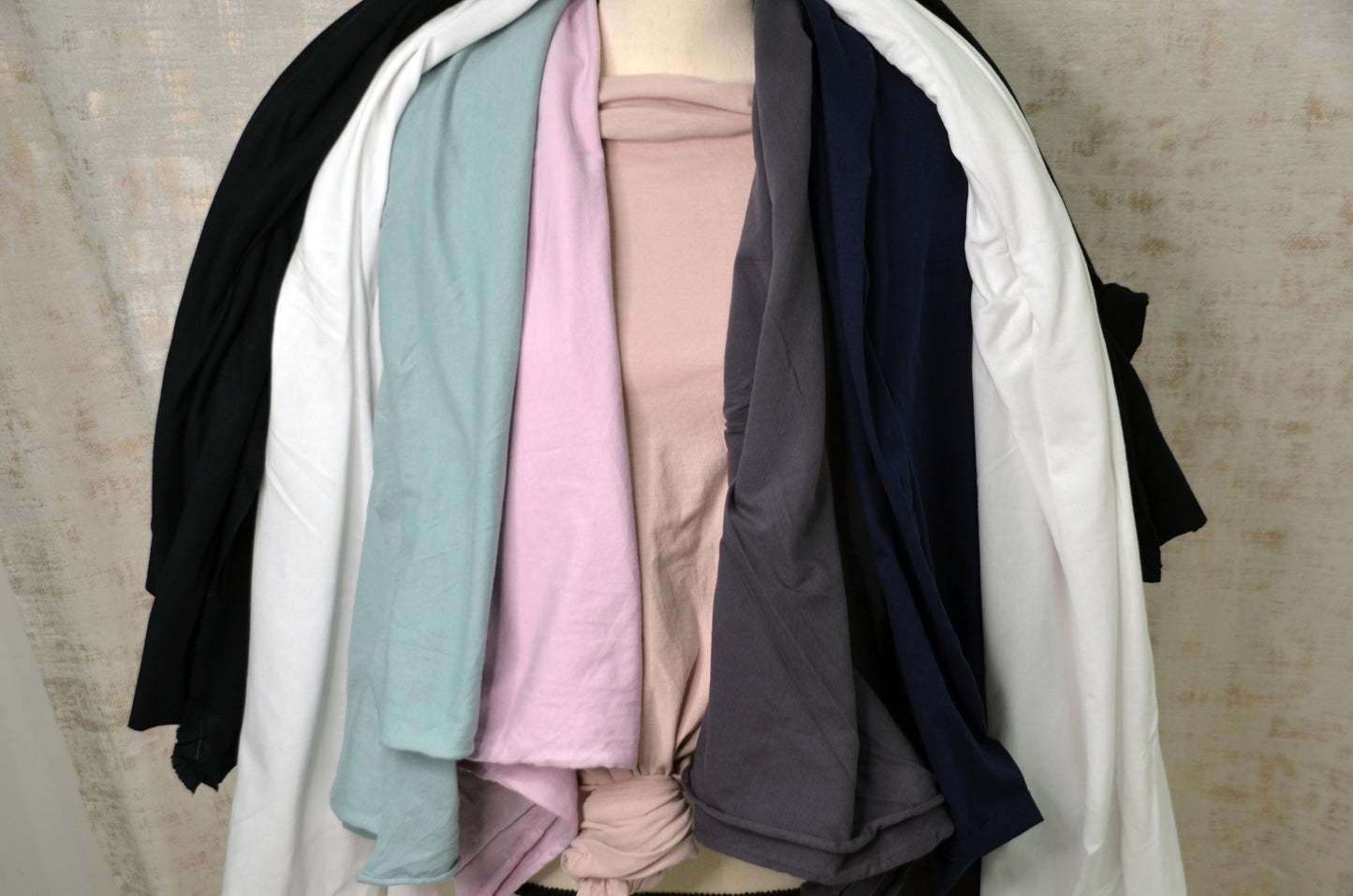 100% Washed Cotton Jersey Fabric by the Yard | 70" Wide | 8.9 oz | Four Colors |
