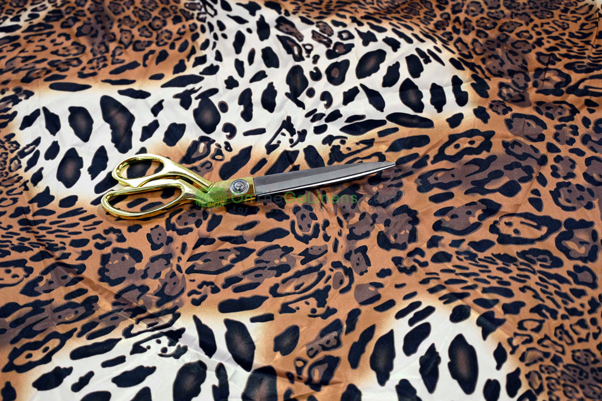 Jungle Animal Charmeuse Satin Print Fabric by the Yard 60" Wide Tiger & Cheetah