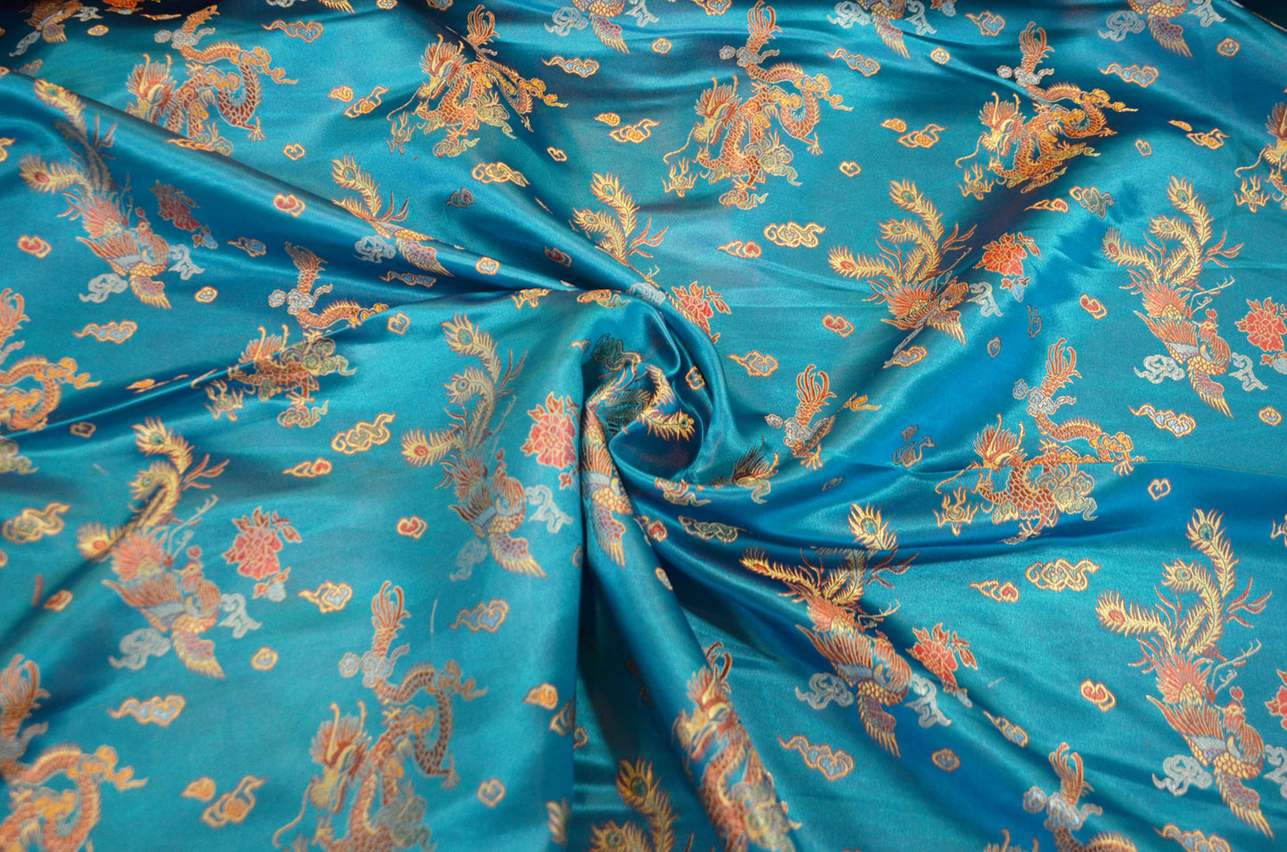 45" Chinese Brocade Dragon Fabric by the Yard | Chinese Dragon Fabric | Multiple Colors