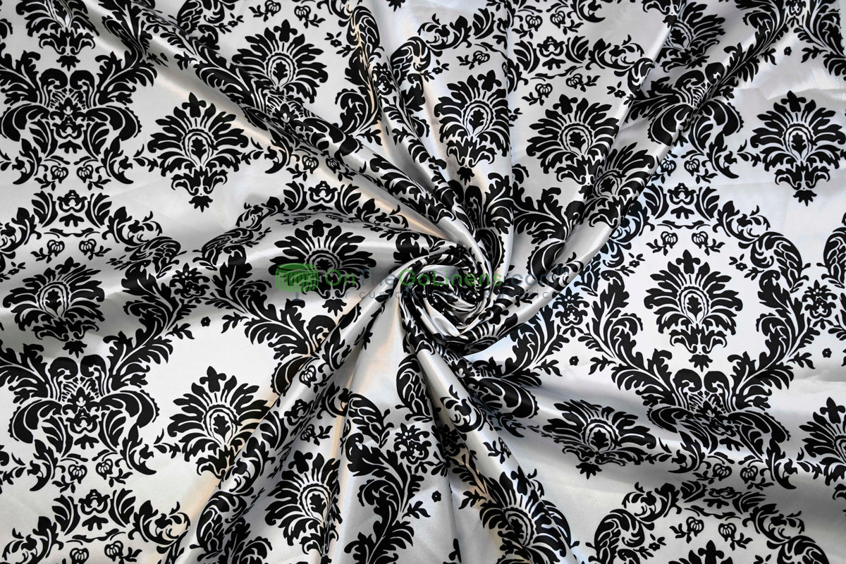 Damask Charmeuse Satin Fabric by the Yard | Silky Soft Satin Damask Print Fabric | 60" Wide |