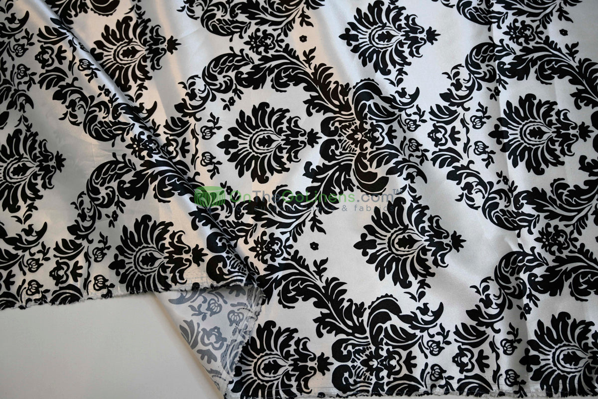 Damask Charmeuse Satin Fabric by the Yard 60" Wide Silky Soft Print