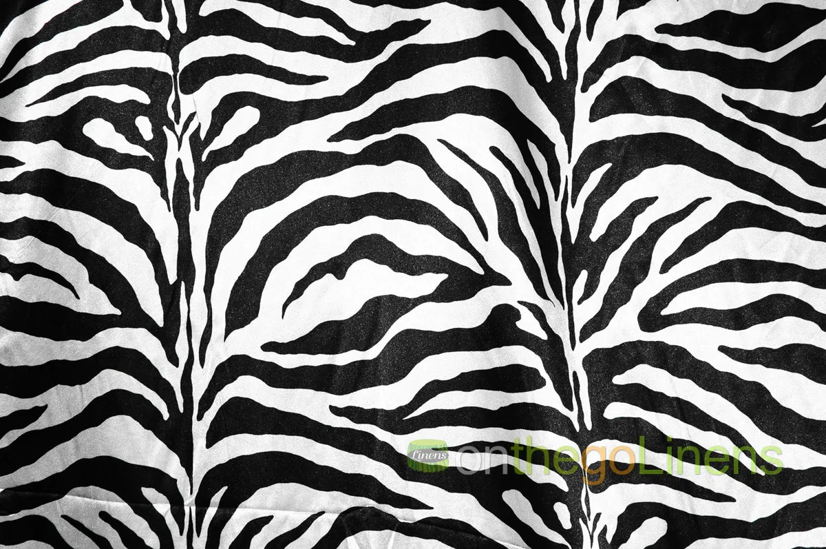 Zebra Print Charmeuse Satin Fabric | Silky Satin Zebra Print Fabric | 100% Polyester |