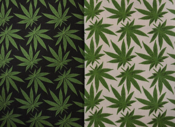 Marijuana Cannabis Leaf Cotton Fabric | Ganja Flower Cotton Fabric