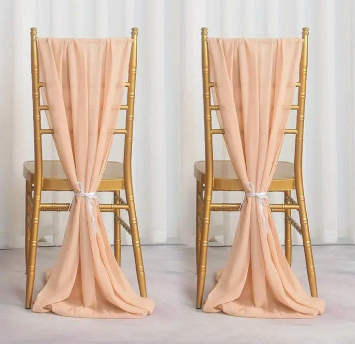 IFR Chiffon Fabric Chair Sashes size 28" x 120" | 100% Polyester Chiffon Chair Sash | Multiple Colors |