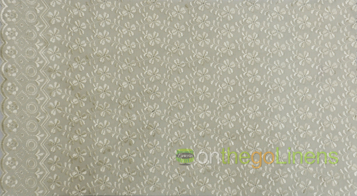 Polyester Cotton Heavy Eyelet Embroidery | Double Sided Scallop | 42" Wide |