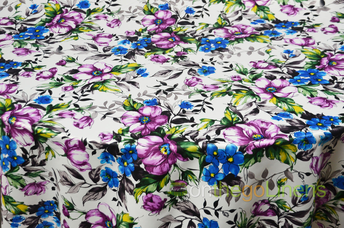 Watercolor Floral Satin Print Table Napkins | Floral Satin Print Table Napkins | 100% Washable |