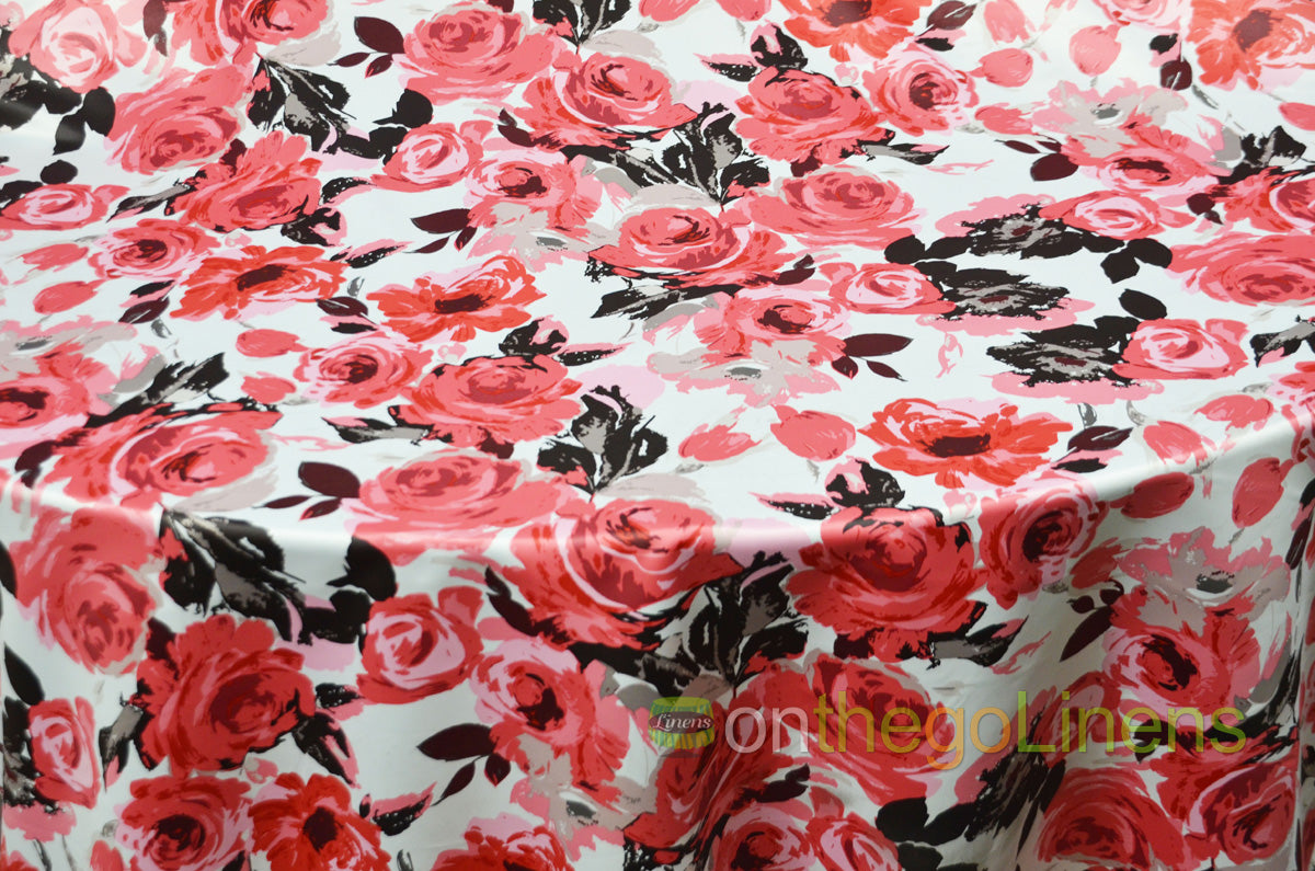 Rosewood Satin Print Fabric | Floral Satin Print Fabric by the yard | 60" Wide | 100% Polyester |