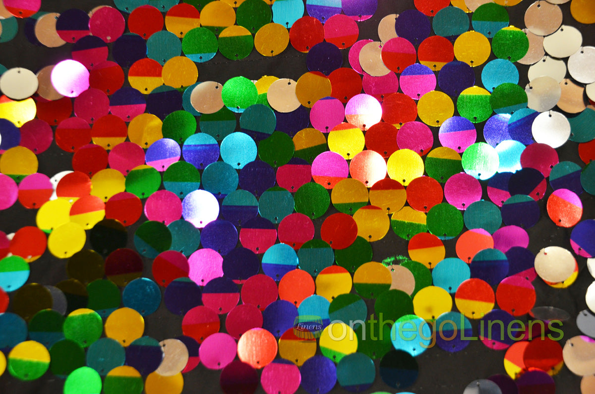 Rainbow Paillette Sequins Fabric by the Yard | Multi Color Sequins Fabric| 52" Wide |
