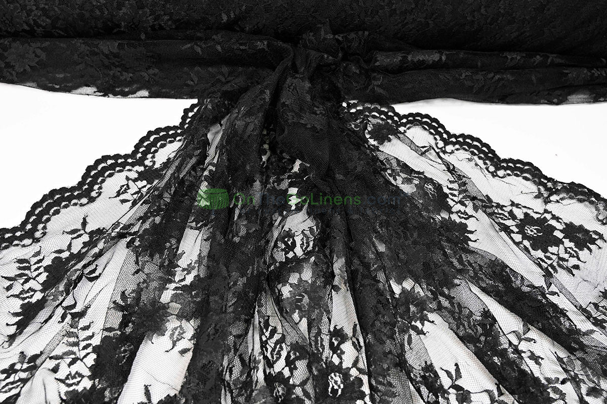 Chantilly Lace Fabric | Elegant Floral Lace | Lightweight & Sheer | Ideal for Bridal & Evening Wear