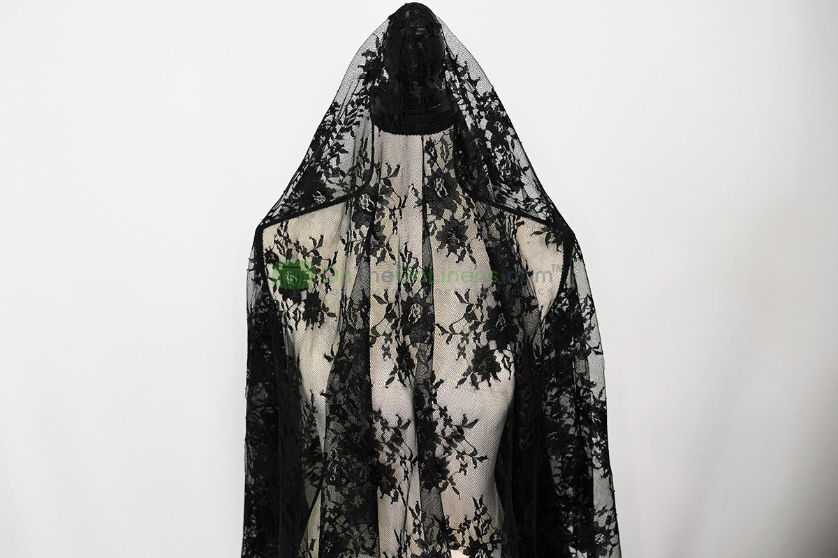 Chantilly Lace Fabric | Elegant Floral Lace | Lightweight & Sheer | Ideal for Bridal & Evening Wear