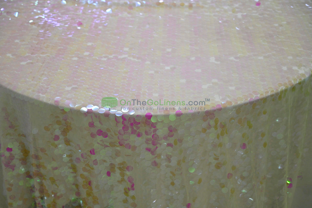 Payette Sequins Table Linens | Paillette Fish Scale Sequins Tablecloths | Multiple Colors |