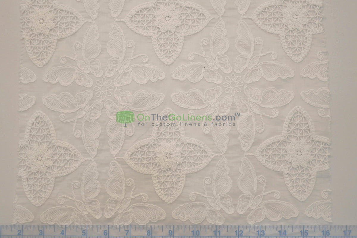 Butterfly Embroidery Cotton Fabric