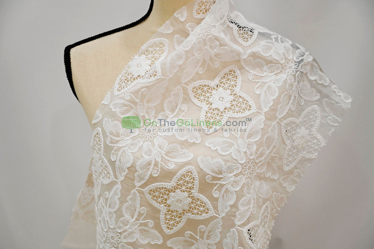 Butterfly Embroidery Cotton Fabric