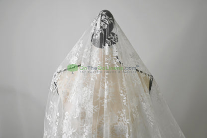 Chantilly Lace Fabric | Elegant Floral Lace | Lightweight & Sheer | Ideal for Bridal & Evening Wear