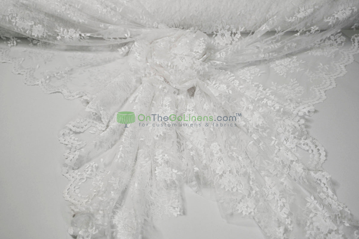 Chantilly Lace Fabric | Elegant Floral Lace | Lightweight & Sheer | Ideal for Bridal & Evening Wear