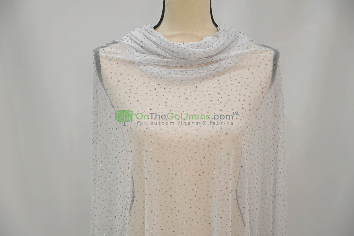 Rhinestone Stretch Power Mesh Fabric
