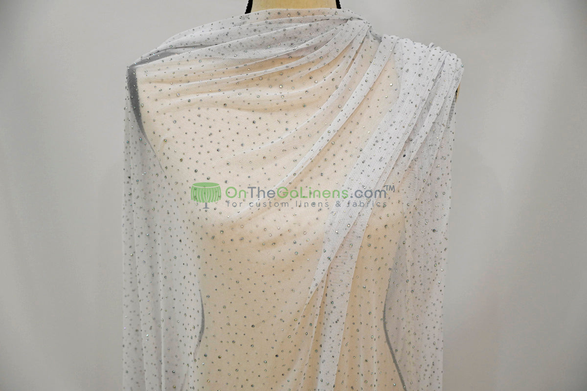 Rhinestone Stretch Power Mesh Fabric