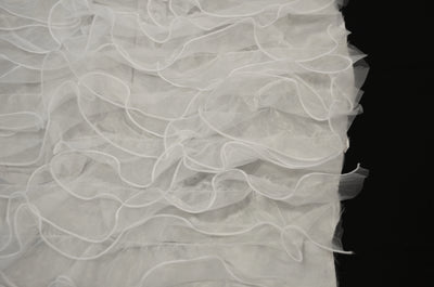 Layered Ruffle Taffeta Fabric by the Yard | Organza Ruffled Taffeta Fabric | 57" Wide | White Ivory Champagne Colors |