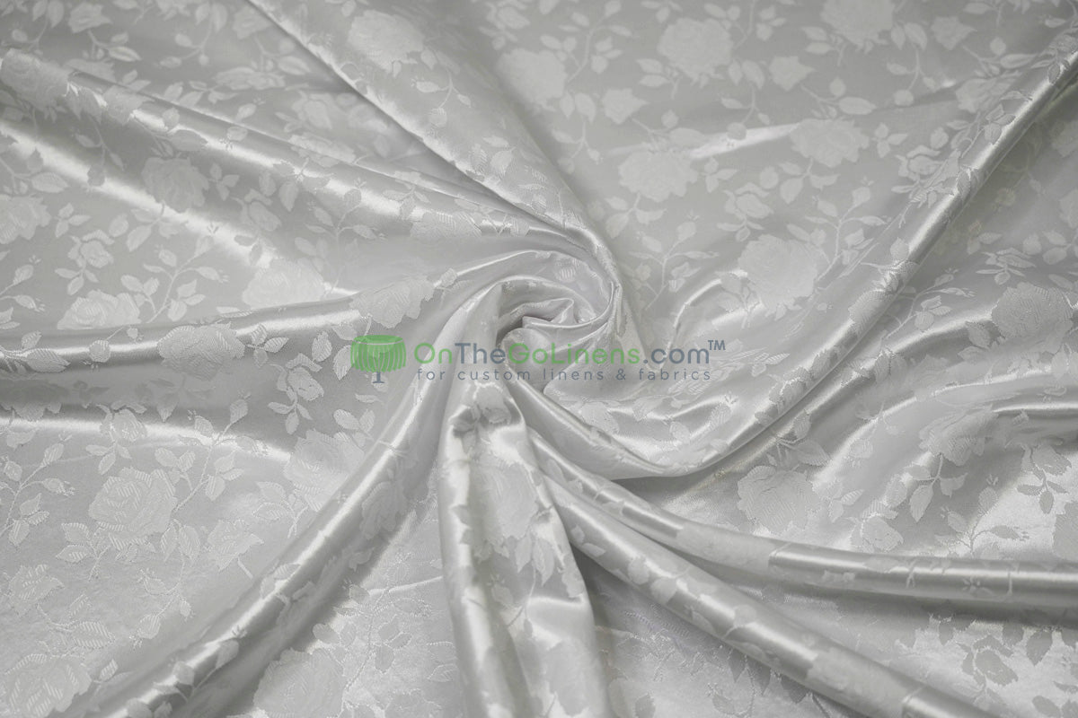 Floral Jacquard Satin Fabric by the Yard | Isabella Floral Jacquard | 60 Wide | Rose Jacquard Satin Fabric |