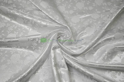 Floral Jacquard Satin Fabric by the Yard | Isabella Floral Jacquard | 60 Wide | Rose Jacquard Satin Fabric |