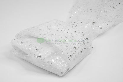 Star Foil Organza Fabric by the Yard | Metallic Star Print on Organza Fabric | 60" Wide | Multiple Colors |