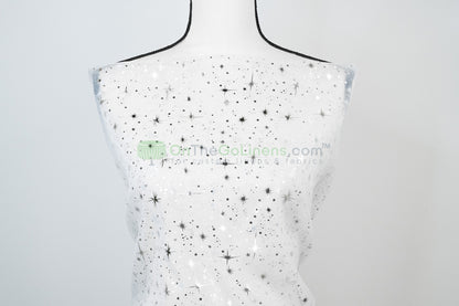 Star Foil Organza Fabric by the Yard | Metallic Star Print on Organza Fabric | 60" Wide | Multiple Colors |