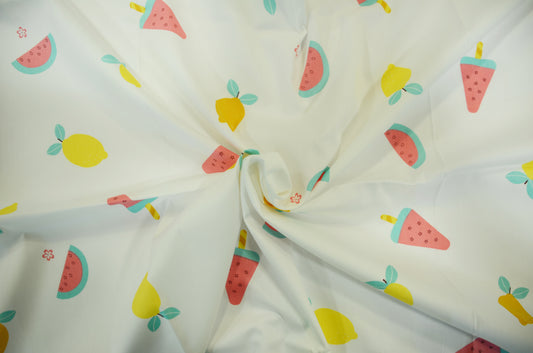 Yellow Lemon Watermelon Fruit Cotton Fabrics | 100% Cotton Print Fabrics | Two Colors |