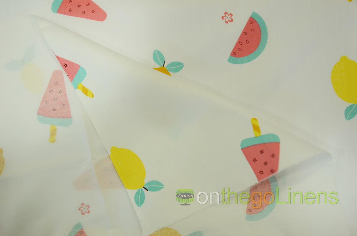 Yellow Lemon Watermelon Fruit Cotton Fabrics | 100% Cotton Print Fabrics | Two Colors |