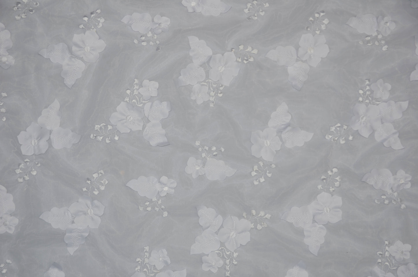 Applique Embroidered Organza Fabric by the Yard Double Side Scallop