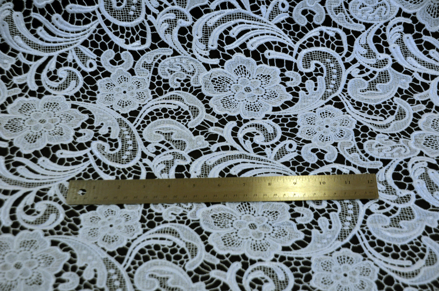 Guipure Lace Fabric by the Yard | Heavy Bridal Lace Fabric with Scallop Edges | 52" Wide | Multiple Colors |