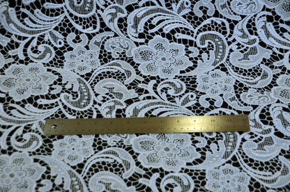 Guipure Lace Fabric by the Yard | Heavy Bridal Lace Fabric with Scallop Edges | 52" Wide | Multiple Colors |