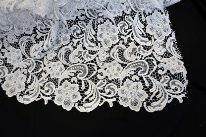 Guipure Lace Fabric by the Yard | Heavy Bridal Lace Fabric with Scallop Edges | 52" Wide | Multiple Colors |