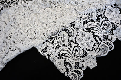 Guipure Lace Fabric by the Yard | Heavy Bridal Lace Fabric with Scallop Edges | 52" Wide | Multiple Colors |