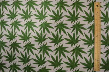 Marijuana Cannabis Leaf Cotton Fabric | Ganja Flower Cotton Fabric | 100% Cotton | Hemp Leaf Pattern |