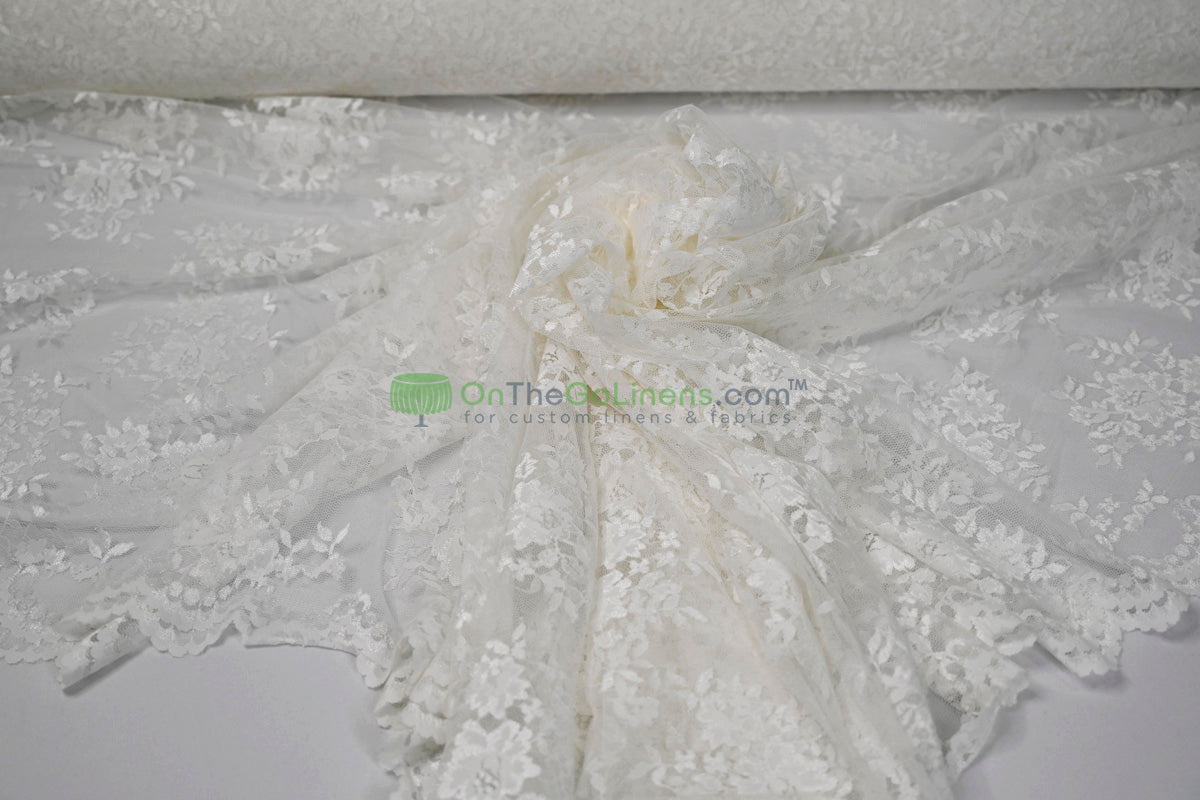 Chantilly Lace Fabric | Elegant Floral Lace | Lightweight & Sheer | Ideal for Bridal & Evening Wear