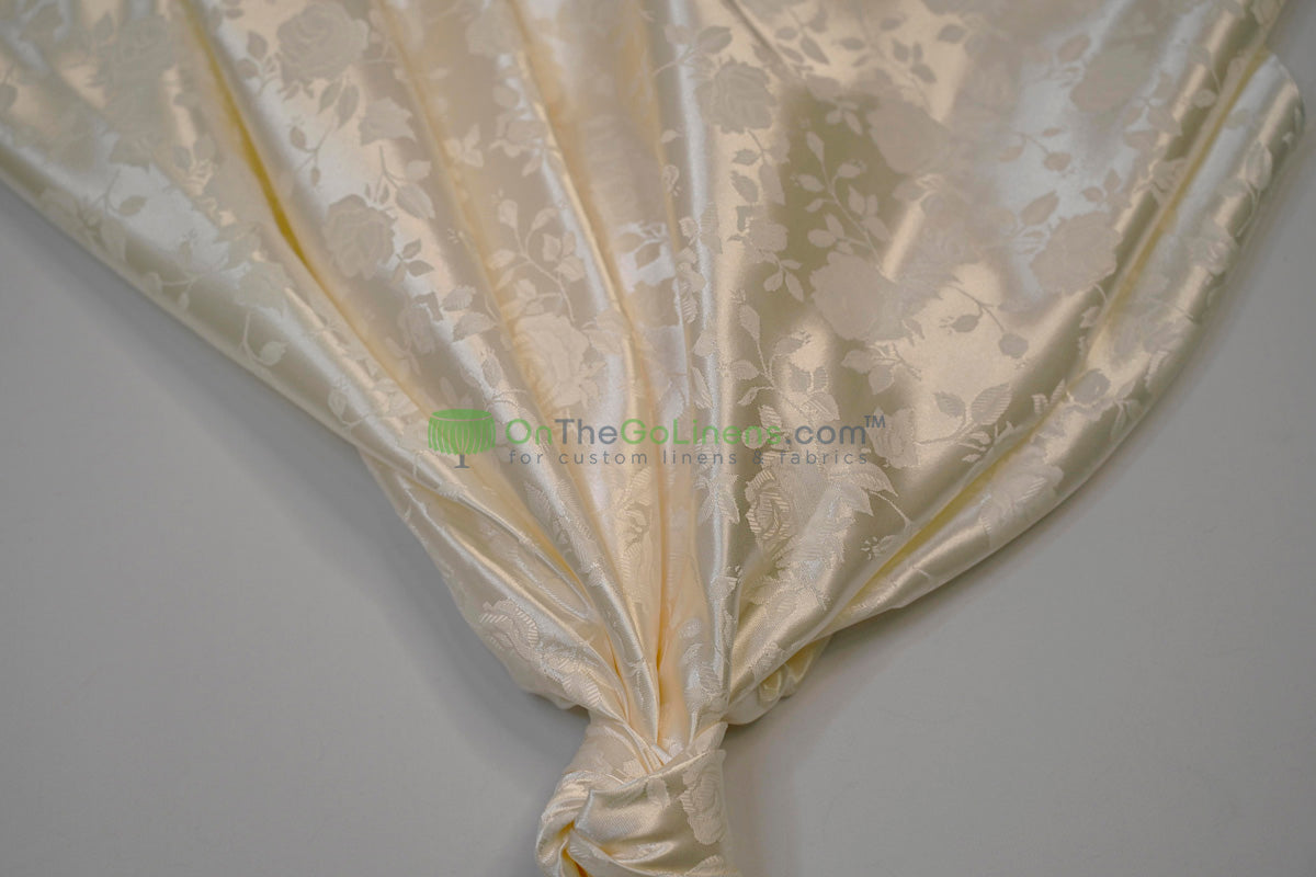 Floral Jacquard Satin Fabric by the Yard | Isabella Floral Jacquard | 60 Wide | Rose Jacquard Satin Fabric |