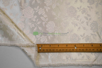 Floral Jacquard Satin Fabric by the Yard | Isabella Floral Jacquard | 60 Wide | Rose Jacquard Satin Fabric |
