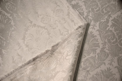 Vintage Damask Brocade Event Drapery Panels | Cotton Look Damask Curtains | White Ivory Blush | 100% Polyester |