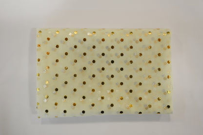 Bridal Tulle with Metallic Polka dot Fabrics Sold by the Yard | 100% Polyester Metallic |