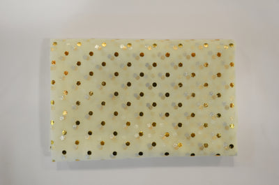 Bridal Tulle with Metallic Polka dot Fabrics Sold by the Yard | 100% Polyester Metallic |