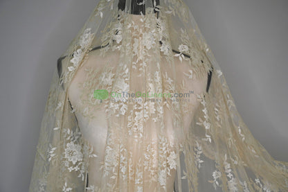 Chantilly Lace Fabric | Elegant Floral Lace | Lightweight & Sheer | Ideal for Bridal & Evening Wear