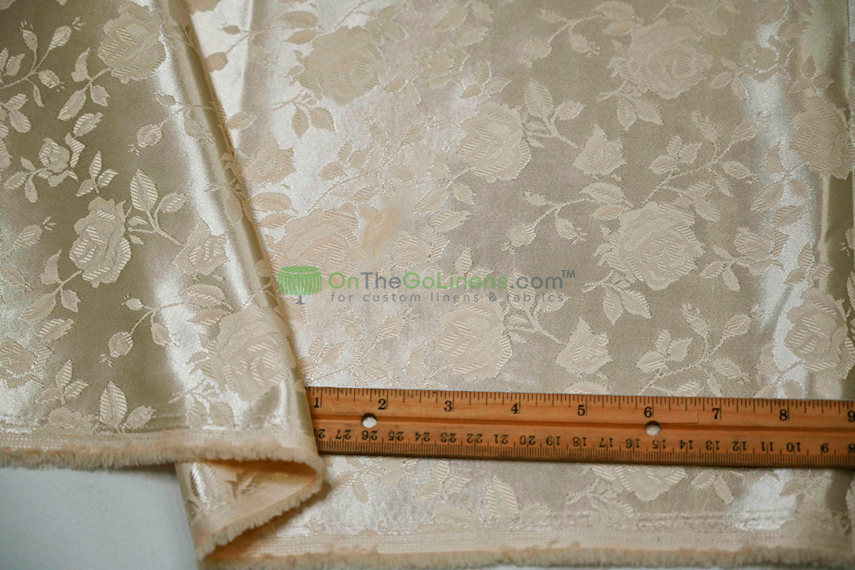 Floral Jacquard Satin Fabric by the Yard | Isabella Floral Jacquard | 60 Wide | Rose Jacquard Satin Fabric |